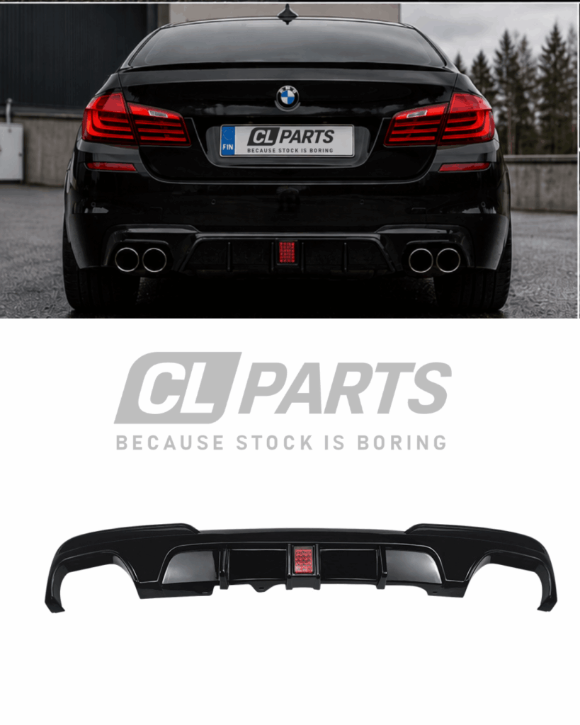 BMW F10 F11 M-performance look takadiffuusori jarruvalolla kiiltävän musta