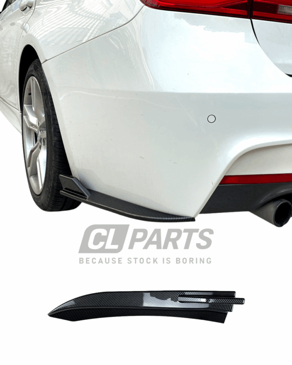 BMW F30 M-sport Takapuskurin kulmalevikkeet/lisäosat Carbon Look