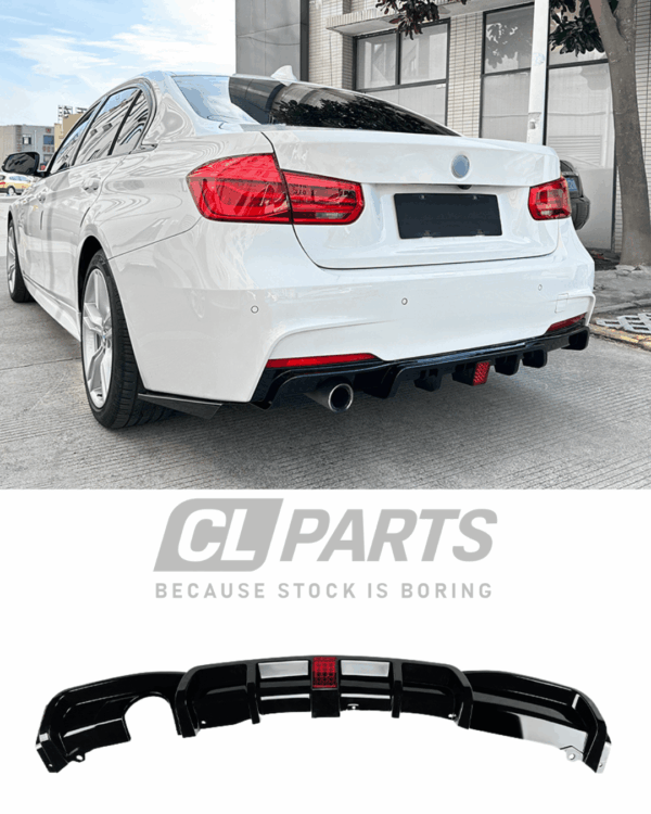 BMW F30 F31 M-Sport takadiffuusori jarruvalolla kiiltävän musta