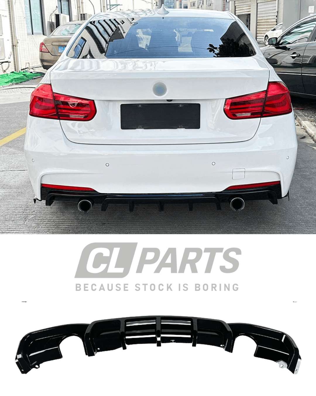 BMW F30 F31 M-Sport takadiffuusori kiiltävän musta