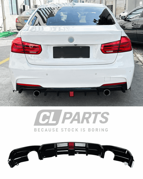 BMW F30 F31 M-Sport takadiffuusori jarruvalolla kiiltävän musta