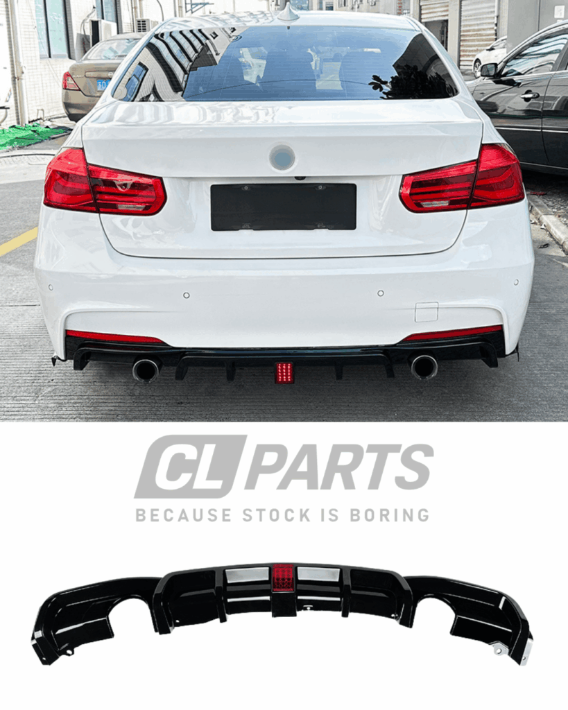 BMW F30 F31 M-Sport takadiffuusori jarruvalolla kiiltävän musta