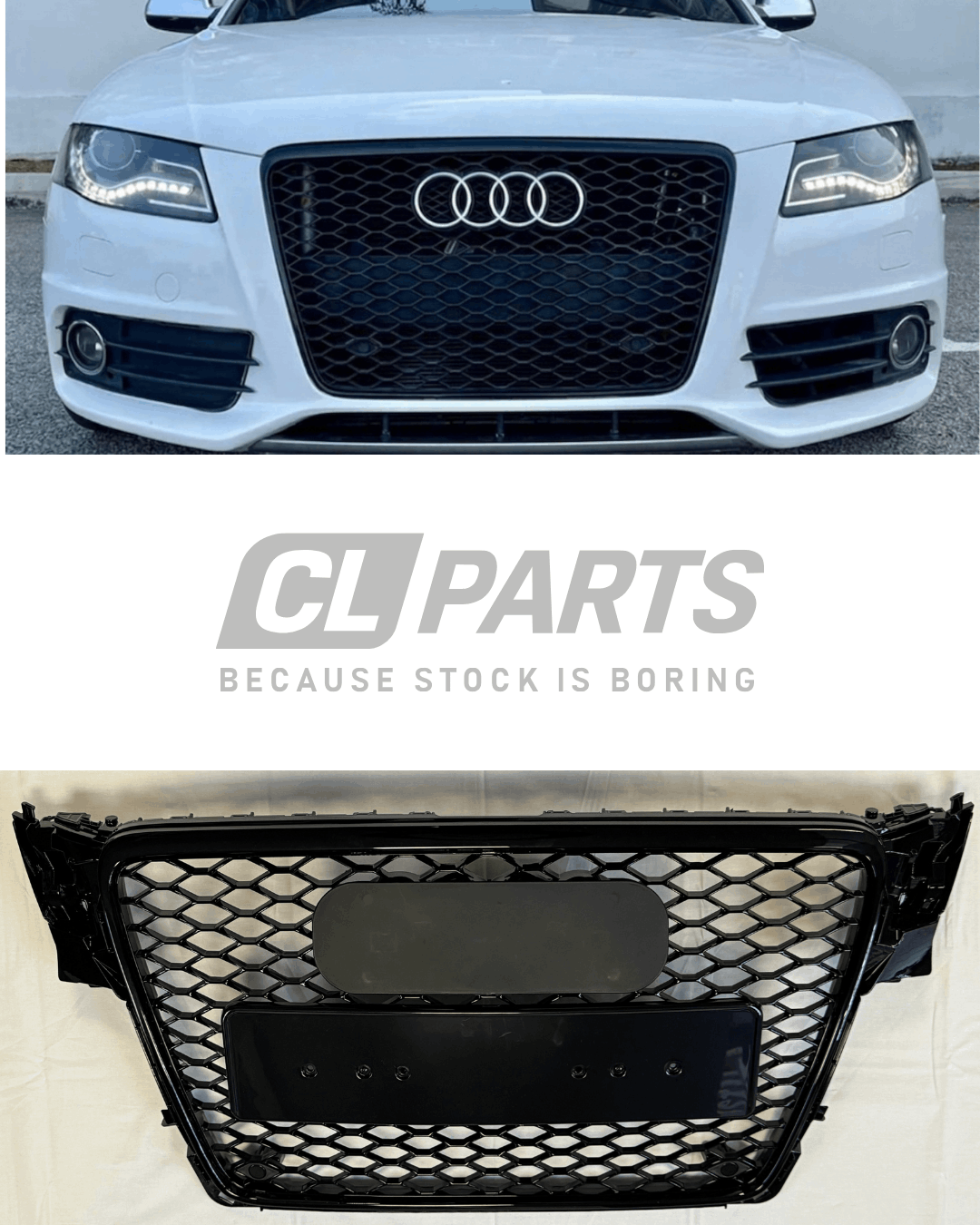 Audi A4 S4 B8 Pre-Facelift 07-11 kiiltävän musta RS4-look maski