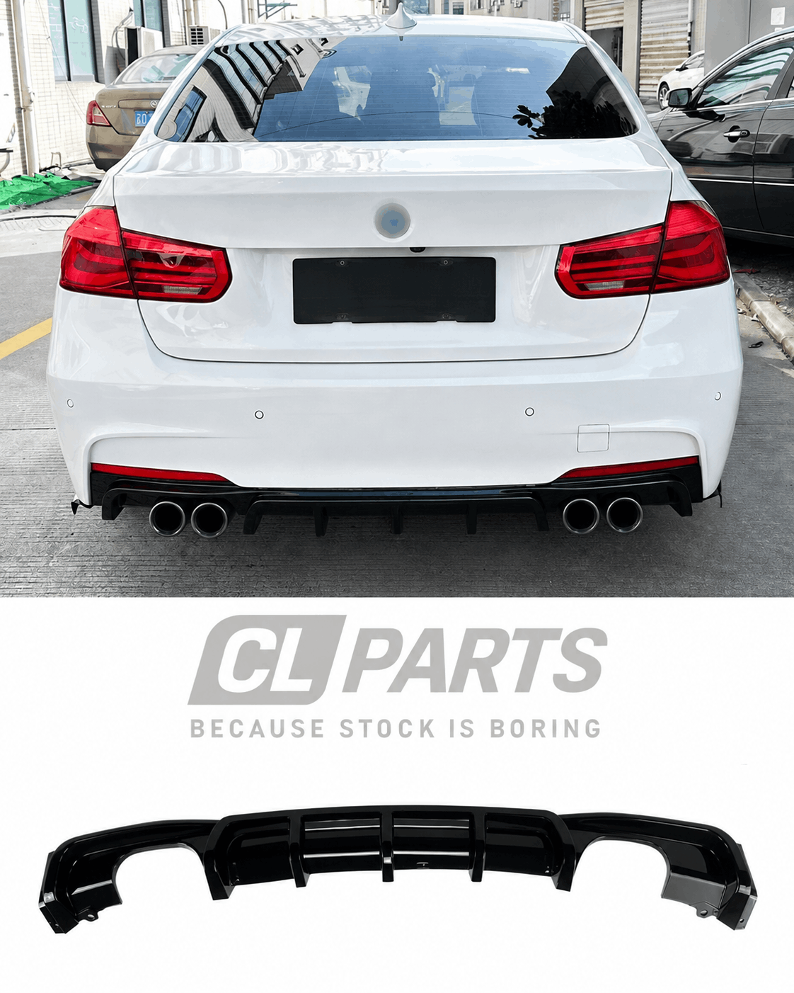 BMW F30 F31 M-Sport takadiffuusori kiiltävän musta