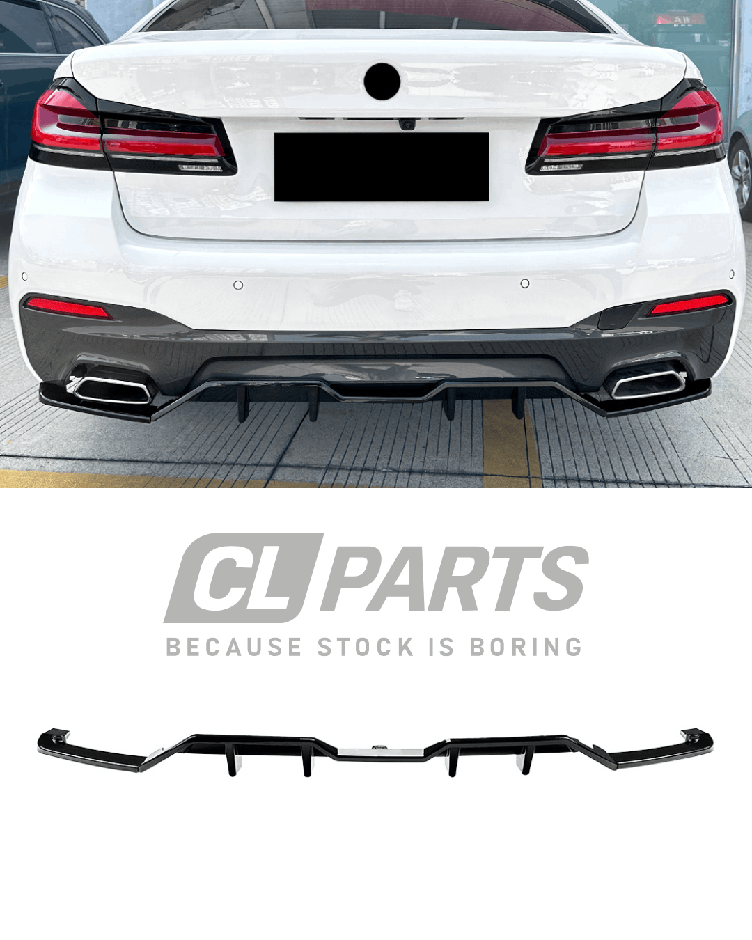 BMW G30 G31 LCI M-sport takapuskurin diffuusori kiiltävän musta