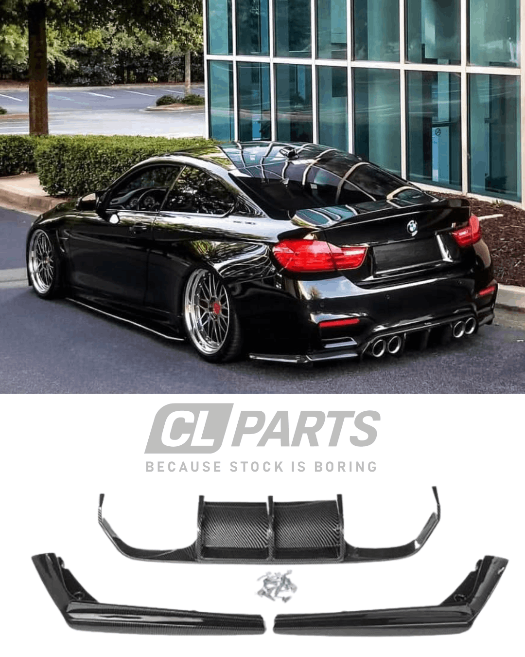 BMW M3 F80, M4 F82 F83 V-style Hiilikuitu takadiffuusori