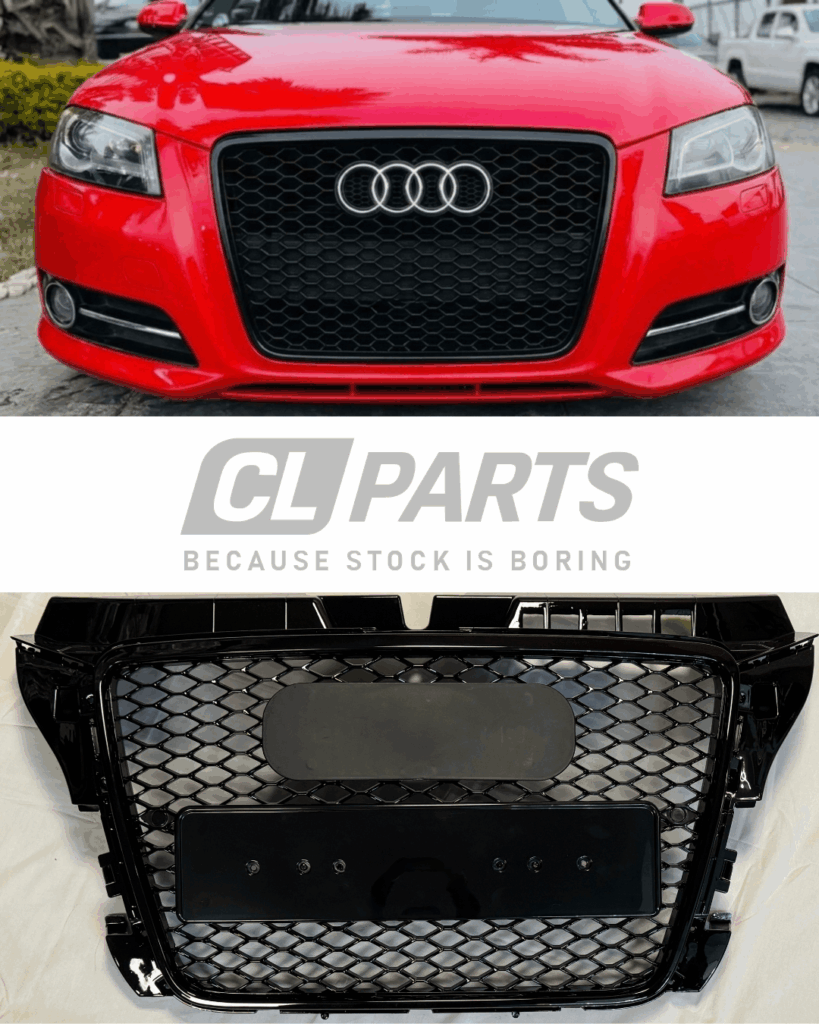 Audi A3 S3 8P Facelift 08-12 kiiltävän musta RS3-look maski