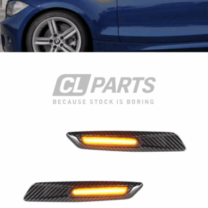 BMW E60 E90 E81, F10-look Sivuvilkut carbon look tumma dynaaminen LED